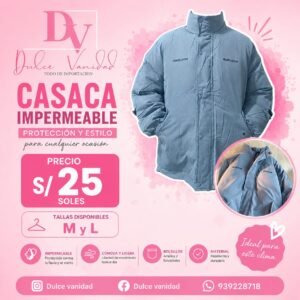 CASACA IMPERMEABLE DAMA (SOLO COLOR CELESTE)