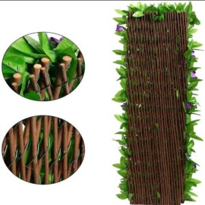 MALLA DE MADERA CON HOJAS