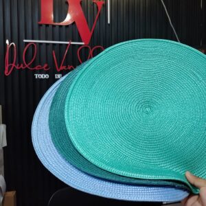 INDIVIDUAL DECORATIVO (COLORES: CELESTE Y VERDE AGUA)