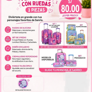 MALETA OFICIO PERSONAJES CON RUEDAS 3 PIEZAS (MODELO SE ELIGE EN LLAMADA - SOLO NIÑA)