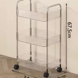 ESTANTE ORGANIZADOR 3 PISOS ACRÍLICO CON RUEDAS