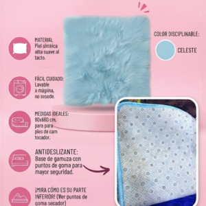 ALFOMBRA DE DORMITORIO - 80x60 - SOLO COLOR CELESTE