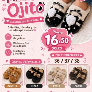 PANTUFLA OJITOS (TALLA 36-37-38)