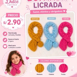 BUFANDA LICRADA COLOREs( mostaza , celeste, rojo )