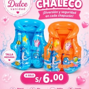 FLOTADOR CHALECO MEDIANO (COLOR CELESTE Y NARANJA)