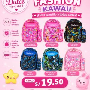 MOCHILA FASHION KAWAI (COLORES SE ELIGEN EN LLAMADA)