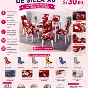FUNDA DE SILLA X6 - COLOR Y DEISEÑO SE ELIGE EN LLAMADA