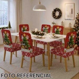 FUNDA DE SILLA NAVIDEÑO  X6 - (COLOR/DISEÑO SE ELIGE EN LLAMADA )